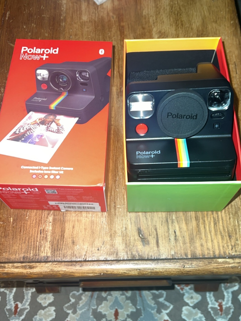 Polaroid Now+ Instant Camera in Black with Rainbow Stripe